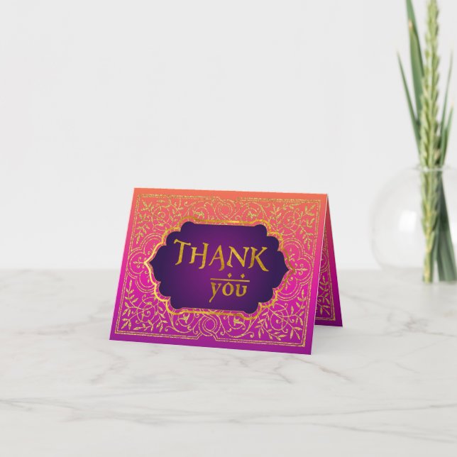 Cartão De Agradecimento Bollywood Arabian Nights Thank You Note Card (Frente)