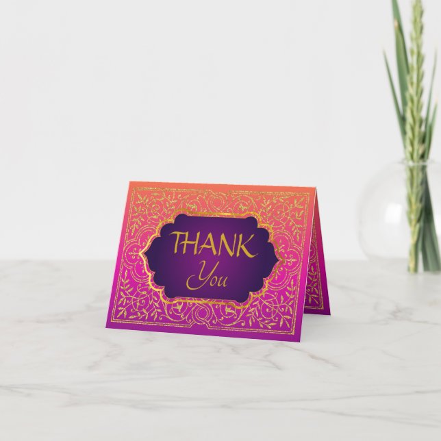 Cartão De Agradecimento Bollywood Arabian Nights Thank You Note Card (Frente)