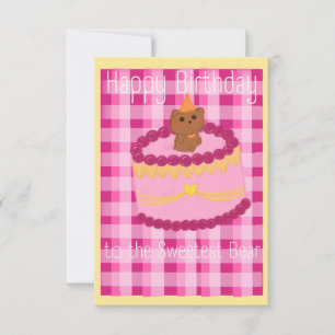 Cartão De Agradecimento Bolo de Aniversário com Urso de Festa - Cartola de