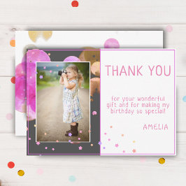 Cartão De Agradecimento Bolo de Aniversário Infantil Bolhas Rosa Moderno F