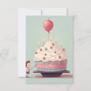 Cartão De Agradecimento Bolo de aniversário, sorvete, aniversário