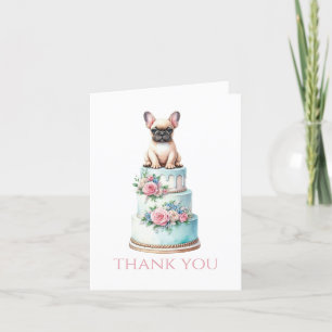 Cartão De Agradecimento Bolo de Casamento do Bulldog Francês