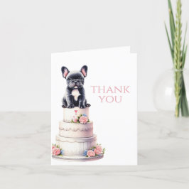 Cartão De Agradecimento Bolo de Casamento do Bulldog Francês