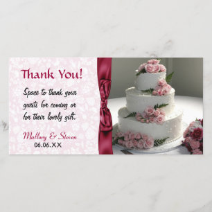Cartão De Agradecimento Bolo de casamento do rosa do rosa
