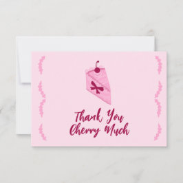 Cartão De Agradecimento Bolo de Cereja Rosa Ruffle Chã Revelação Nupcial 
