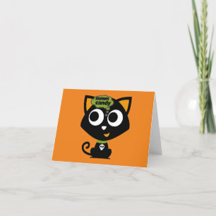 Cartão De Agradecimento Bolo de Gato Preto Mmm Halloween