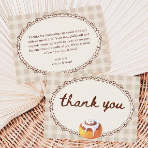Cartão De Agradecimento Bolo no Forno Padaria de Xadrez Baby Shower