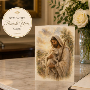Cartão De Agradecimento Bom Pastor Católico Simpatia Obrigado