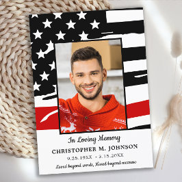 Cartão De Agradecimento Bombeiro Memorial Moderno Thin Red Line Funeral