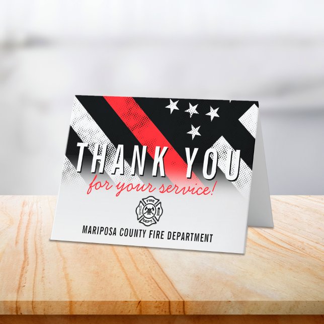 Cartão De Agradecimento Bombeiro primeiro a responder pelo serviço de bomb (Firefighter Fire Department Flag First Responder Thank You Card)