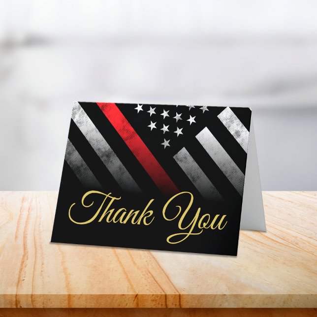 Cartão De Agradecimento Bombeiro Thin Red Line Fireman (Firefighter Fire Department Thin Red Line Fireman Thank You Card)