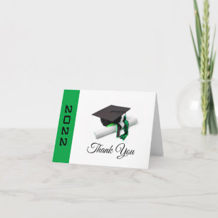 Cartão De Agradecimento Boné de formatura Preto e Verde e Tassel