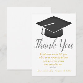 Cartão De Agradecimento Boné de Script Dourado e Graduação de Tassel