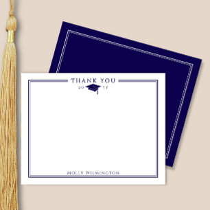 Cartão De Agradecimento Boné Elegante e Marinho Tassel Graduação Azul e Br