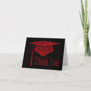 Cartão De Agradecimento Boné Floral Vermelho e Preto