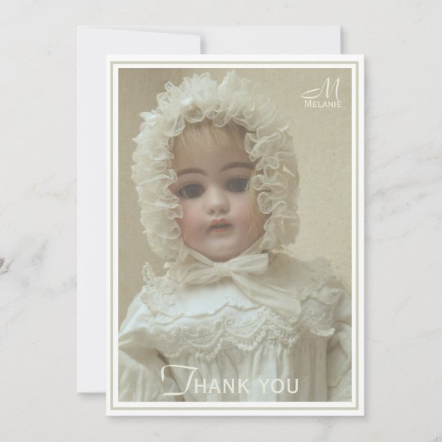 Cartão De Agradecimento Boneca Vitoriana do Monograma Personalizada (Frente)