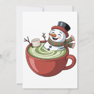 Cartão De Agradecimento Boneco de Neve em Banheira de Matcha Natal Diverti