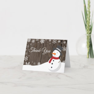 Cartão de Agradecimento Boneco de Neve Natal Rústi