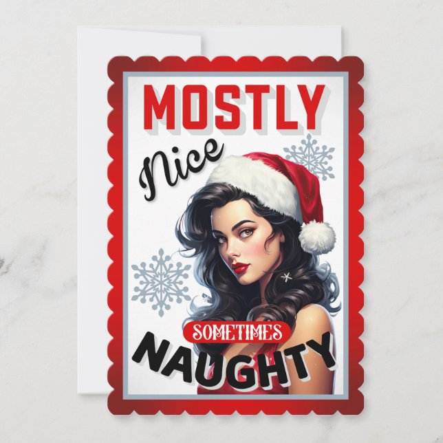 Cartão De Agradecimento Bonita, às vezes travessa, pinta de Natal retrô (Frente)