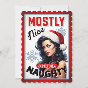 Cartão De Agradecimento Bonita, às vezes travessa, pinta de Natal retrô