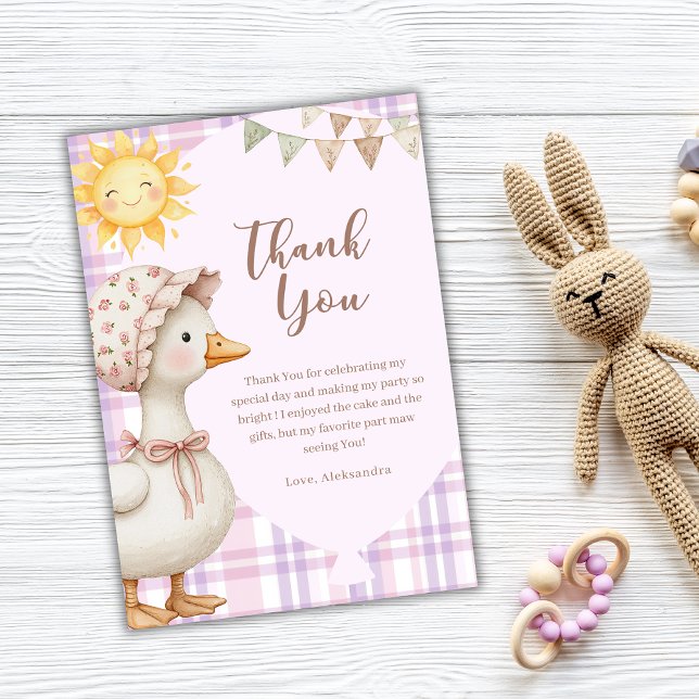 Cartão De Agradecimento Bonita Bobo Ganso Rapariga Aniversária (Criador carregado)