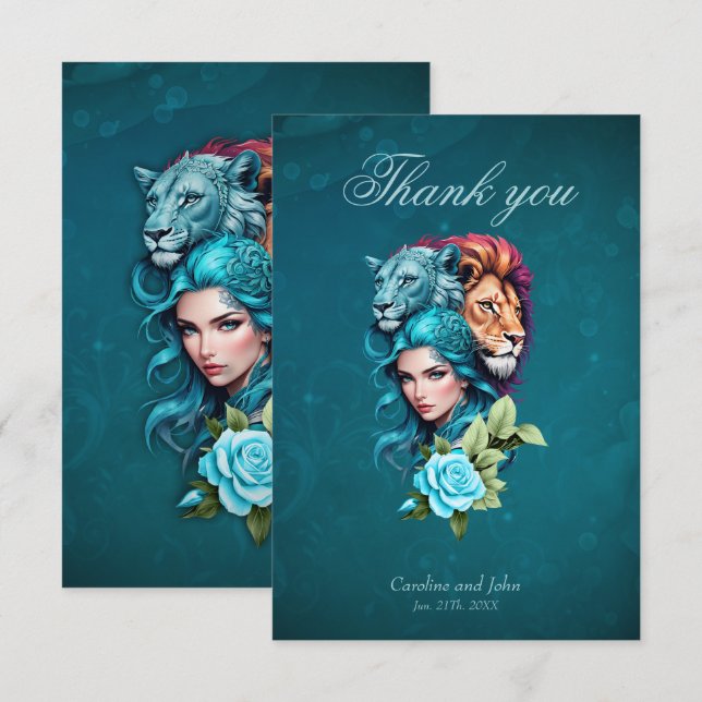 Cartão De Agradecimento Bonita cabeça de mulher com olhos expressivos (Frente/Verso)