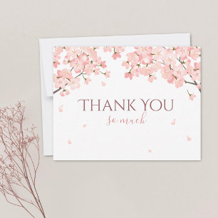 Cartão De Agradecimento Bonitas Flores de Cerejeira Japonesas Rosa Claro d