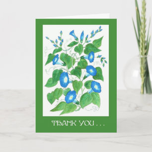 Cartão De Agradecimento Bonito Brilho Azul Manhã Glória Flores Obrigado