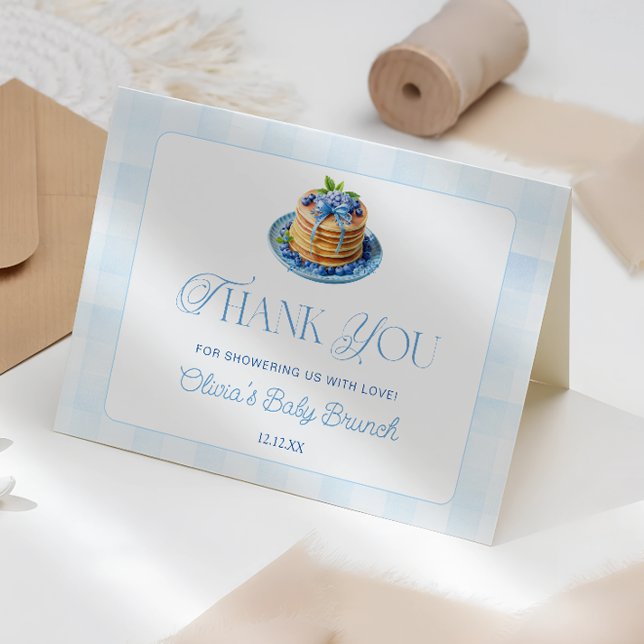 Cartão De Agradecimento Bonito Chá de fraldas De Brunch De Blueberry Obrig (Criador carregado)