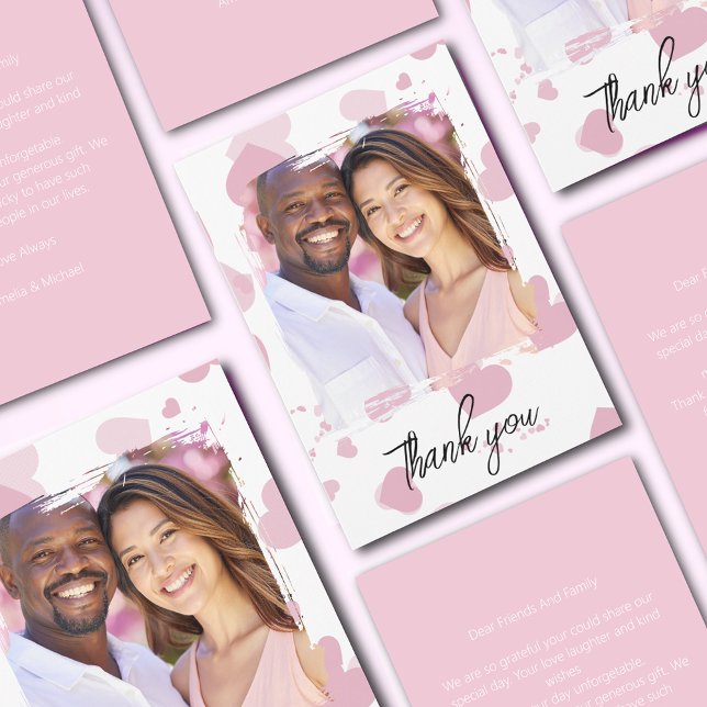 Cartão De Agradecimento Bonito fotografia rosa do coração (Criador carregado)