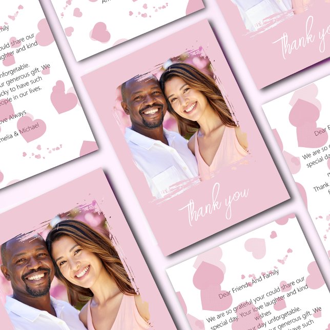 Cartão De Agradecimento Bonito fotografia rosa do coração (Criador carregado)