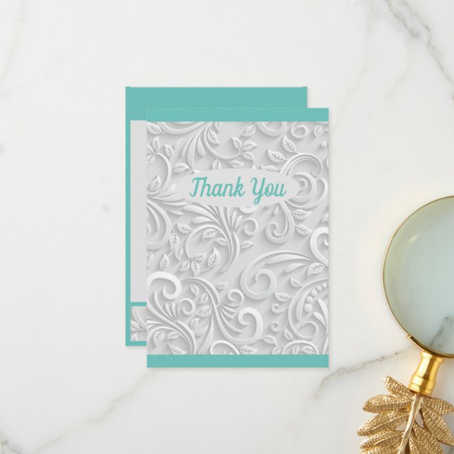 Cartão De Agradecimento Bonito Mint Green (Frente/Verso In Situ)