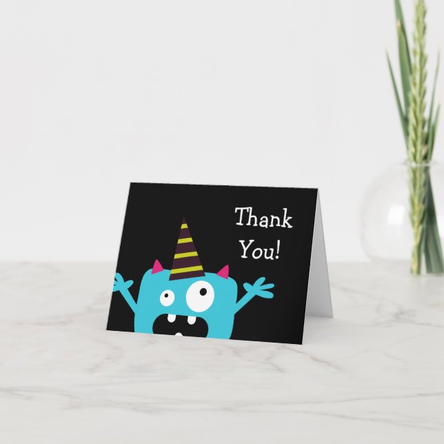 Cartão De Agradecimento Bonito Monstro Obrigado (Frente)