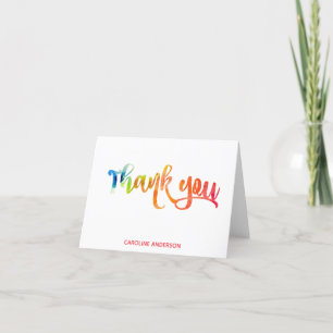 Cartão De Agradecimento Bonito Pastéis Aquarela, personalizar (rosa)