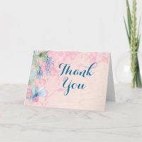 Bonito Rosa e Azul Floral Obrigado