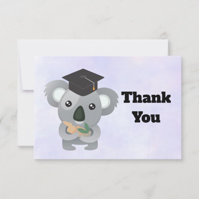 Cartão De Agradecimento Bonito Urso Koala em Boné de formatura Obrigado (Frente)