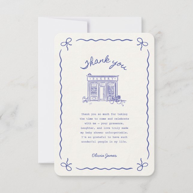 Cartão De Agradecimento Bonjour Bebe French baby shower (Frente)