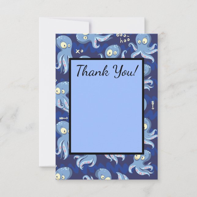 Cartão De Agradecimento Boo Octopus Blue Kids Clothing & Décor (Frente)