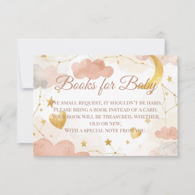 Cartão De Agradecimento Books for Baby Insert | Cute Celestial Baby Shower (Frente)