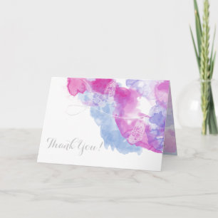 Cartão De Agradecimento Borboleta Aquarela Framboesa Bliss Obrigada