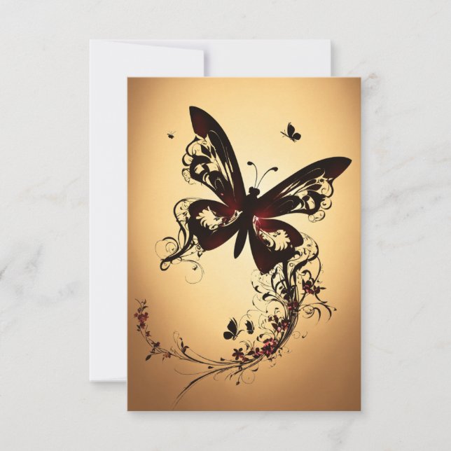 Cartão De Agradecimento Borboleta Artística Design Personalizada Obrigado  (Frente)