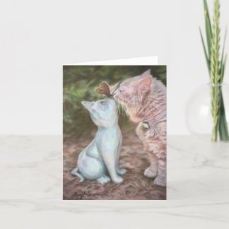 Cartão De Agradecimento Borboleta Beija 4"x5.6" com placa dobrada