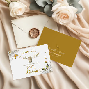 Cartão De Agradecimento Borboleta Boho Bebê em Flor