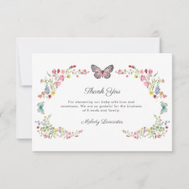 Cartão De Agradecimento Borboleta Chá de fraldas de flor selvagem