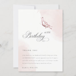 Cartão De Agradecimento Borboleta de Aquarela Escamosa, Cuja Idade Anivers