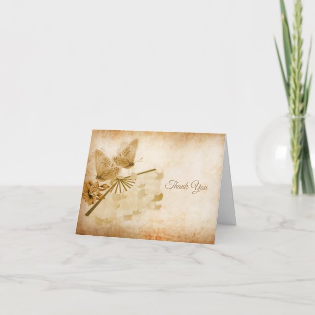 Cartão De Agradecimento Borboleta e flor de vinagre (Frente)