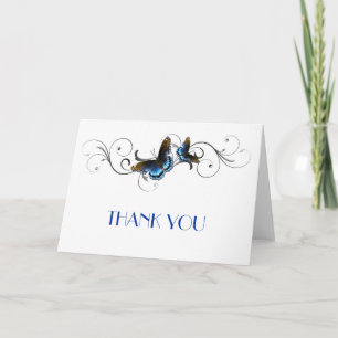 Cartão De Agradecimento Borboleta Elegante Floral Swirls Obrigado
