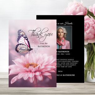 Cartão De Agradecimento Borboleta Flor de Margarida Rosa Simpatia Funeral