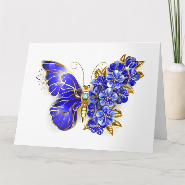 Cartão De Agradecimento Borboleta Flor Sapphire (Frente)
