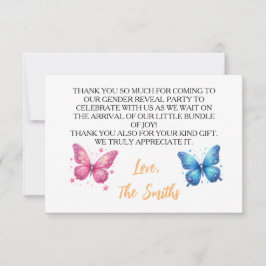 Cartão De Agradecimento borboleta fofinha Horto do Partido Revelação do Gê